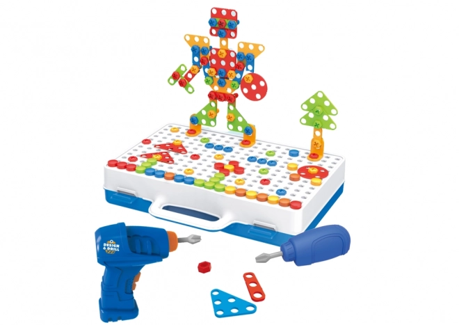Creatieve bouwset met boormachine en koffer