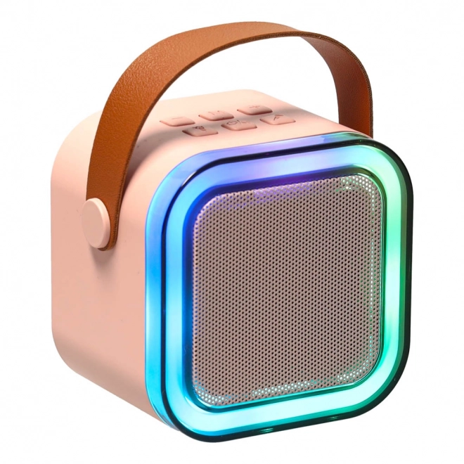 Karaoke set 2 microfoons + draagbare luidspreker BLUETOOTH USB LED roze