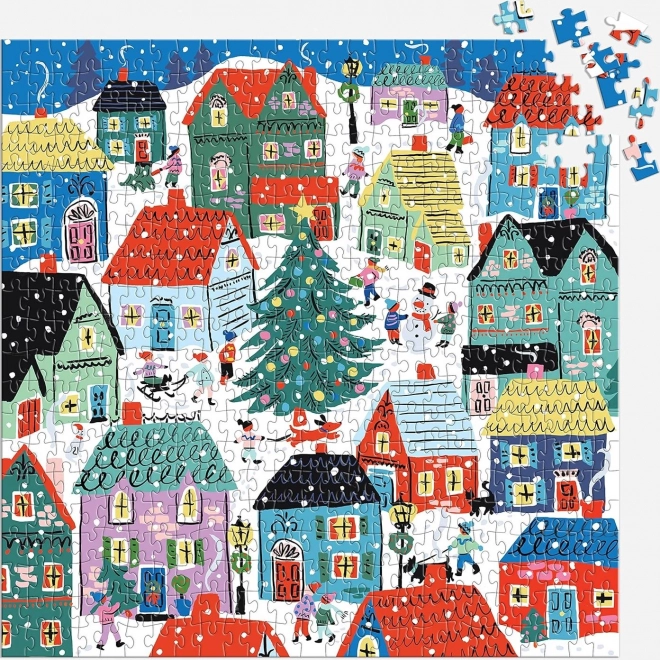 Vierkante puzzel Kerst in het dorp 500 stukjes