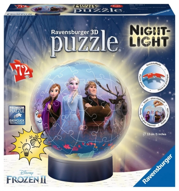RAVENSBURGER Gloeiende puzzelbal Frozen 2, 72 stukken