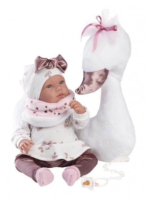 Llorens 84456 NEW BORN - realistische babypop met geluiden en zacht stoffen lichaam - 44 cm