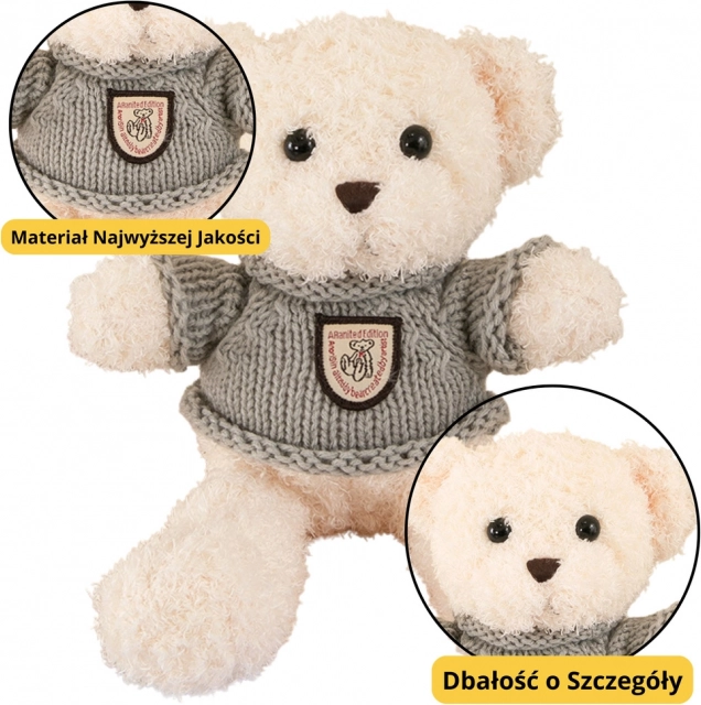 Pluchen teddybeer in grijze trui 26 cm