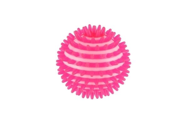 Massage anti-stress bal rubber 8 cm op batterijen met licht 6 stuks in doos