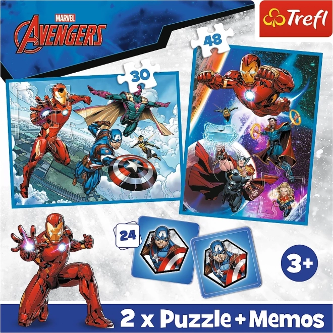 TREFL Set 3-in-1 Avengers: Helden in actie (2x puzzel + memory)