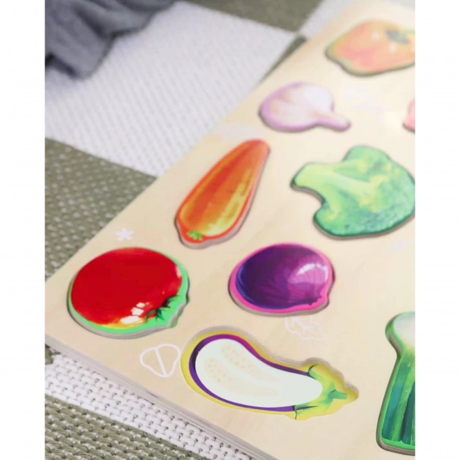 Houten montessori puzzel met groenten
