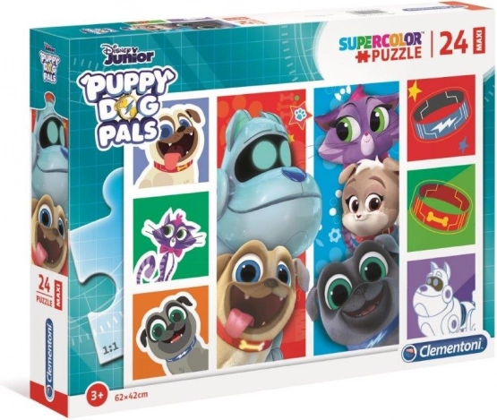 Puzzel 24 stukjes Maxi Super Kolor PUPPY DOG PALS Clementoni