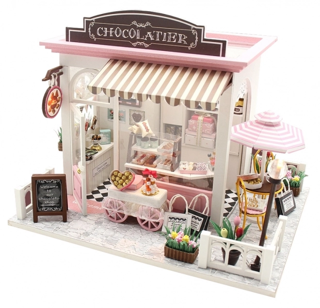 Negen miniatuurhuisjes Chocoladefabriek