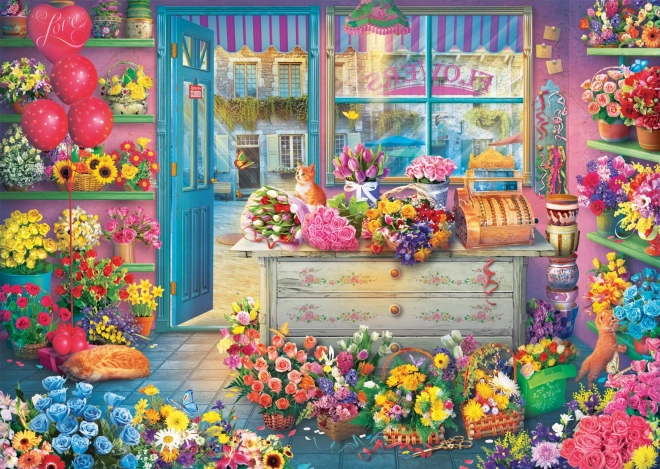 Puzzel Kleurrijke Bloemenwinkel 1000 Stukjes