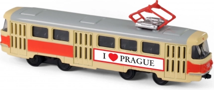 Retro metalen tram 16 cm Praag
