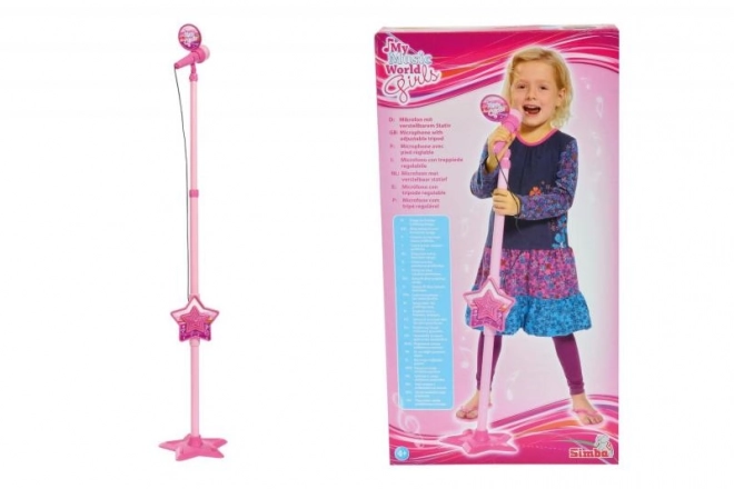 Roze kindermicrofoon met statief en MP3 (85–115 cm)