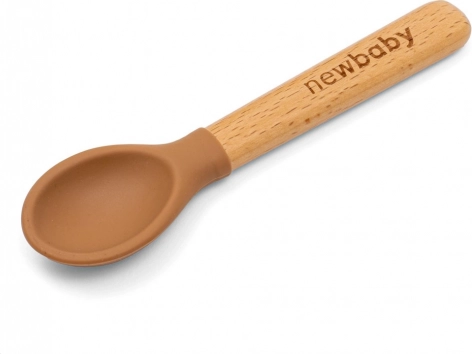 Siliconen lepeltje met houten handvat New Baby Karamel 14 cm