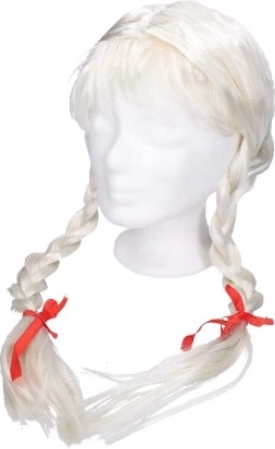 Blonde pruik met vlechten voor carnaval voor kinderen