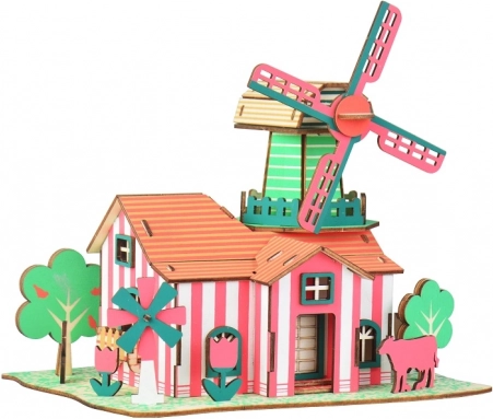 Woodcraft houten 3D-puzzel Tulpboerderij