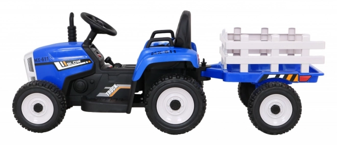 Kindertractor met aanhanger blauw