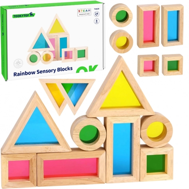 Houten gekleurde spiegelblokjes TOOKY TOY
