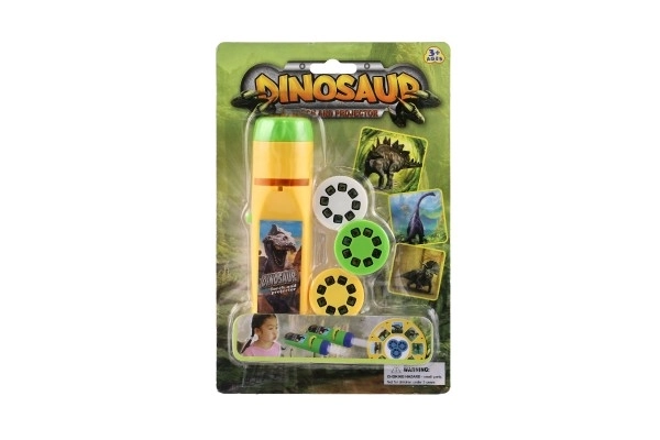 Projector dinosaurus plastic 13cm op batterijen met licht op kaart 14x21cm