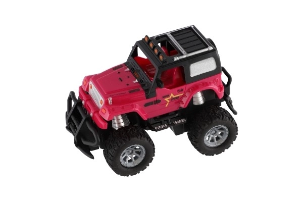 RC Auto terrein 14cm kunststof 27MHz op batterijen met licht in doos 20x11x10cm