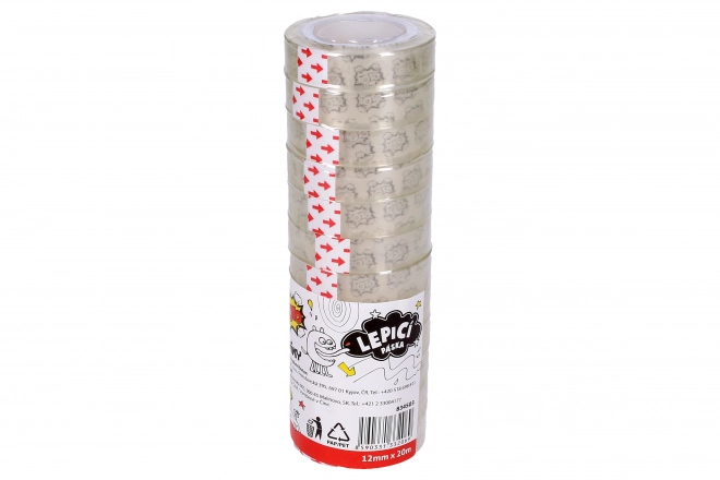 Transparante plakband 12 mm x 20 m, 12 stuks