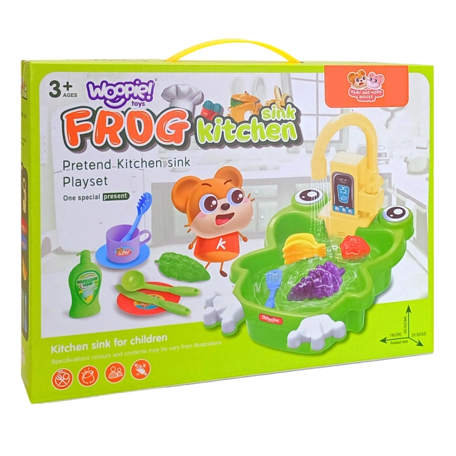 Woopie kinder gootsteen kikker met batterij en waterfunctie