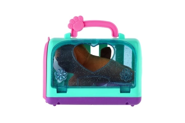 Transportbox met pluchen hondje