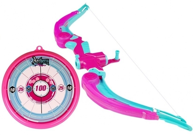 Boog met een schild + 3 pijlen met zuignap roze