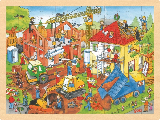 Goki houten puzzel Op de bouwplaats 96 stukjes