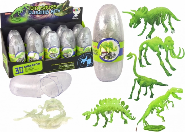 Lichtgevende 3D mammoetskelet in een plastic ei