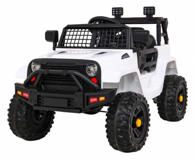 Accu-aangedreven Jeep Dark Night voor kinderen + langzame start + EVA + LED audio – Wit