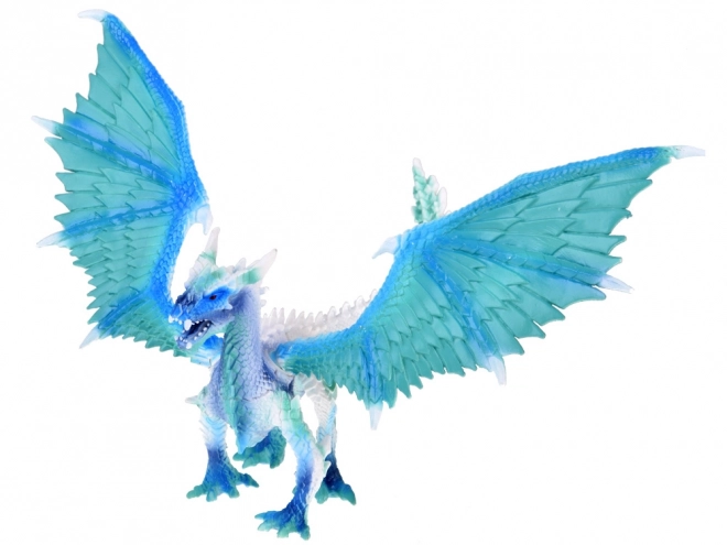 Blauw-witte ijsdraak met beweegbare vleugels