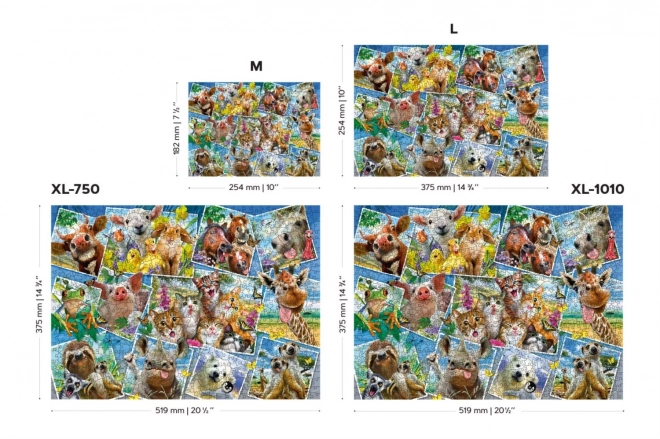 Houten puzzel met figuren - ansichtkaart met dieren