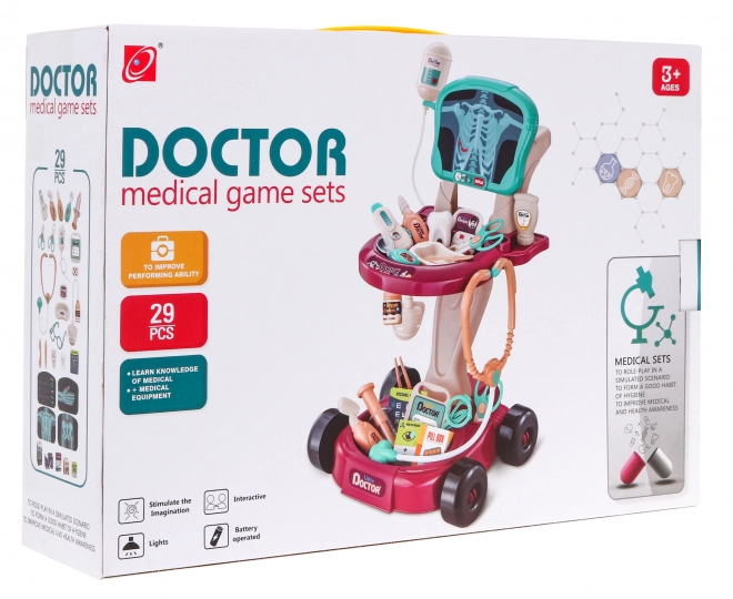 Dokterskarretje met röntgenpaneel voor kinderen 3+ met 29 accessoires