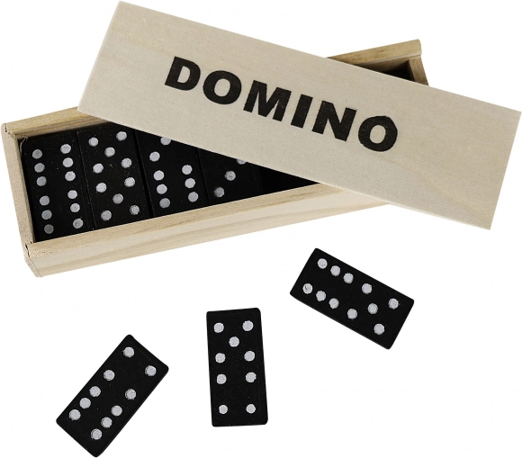 Houten domino in doos