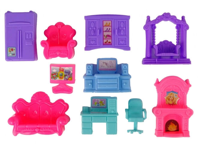 Villa Set met Verlichting Plastic Roze