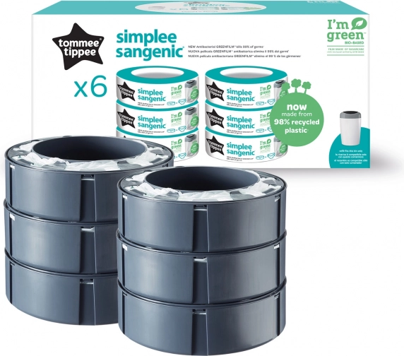 Sangenic Simplee navulcassettes, 6 stuks