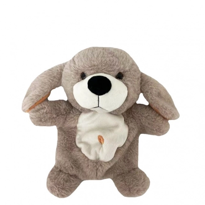 Pluchen handpop hond 26 cm
