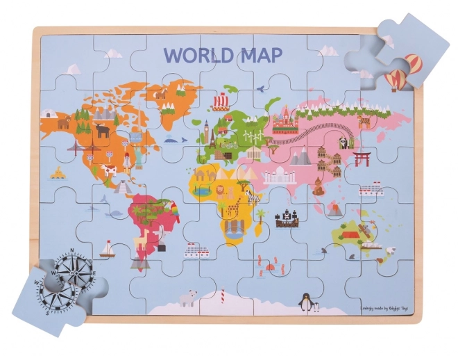 Bigjigs Toys Houten Wereldkaart Puzzel