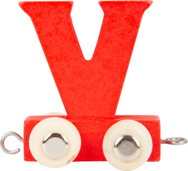 small foot houten treintje – letter V, kleurrig wagonnetje