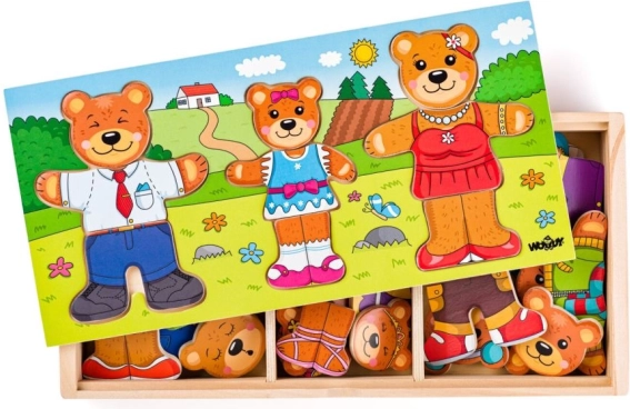 Houten aankleedpuzzel berenfamilie