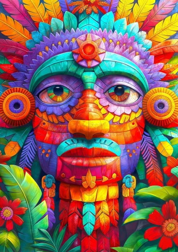 Geniet van Puzzel Kleurrijke Totem 1000 Stukjes