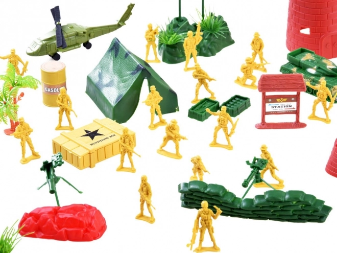 Grote set figuren soldaten leger tank helikopter ZA3287