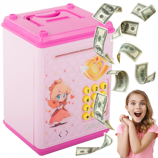 Kinderkluis met pincode voor munten en bankbiljetten - roze