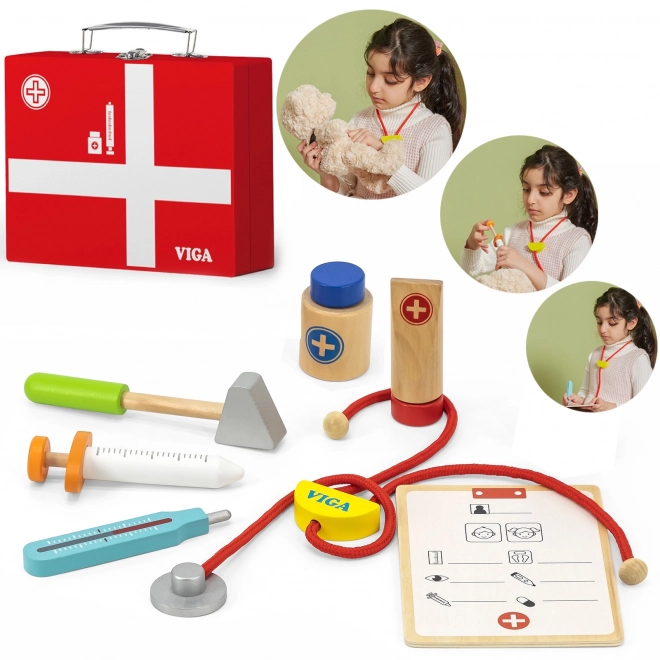 Houten dokterset