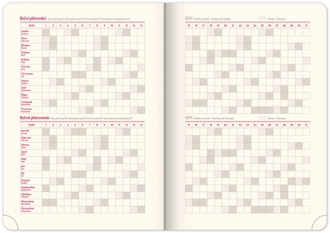 NOTIQUE Wekelijkse agenda Twill 2025, blauw-zilver, 15 x 21 cm