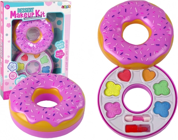 Kinder oogschaduwpalet in donutvorm met lippenstift
