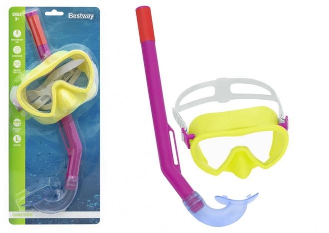 Kinder snorkelmasker met gele en roze buis Bestway