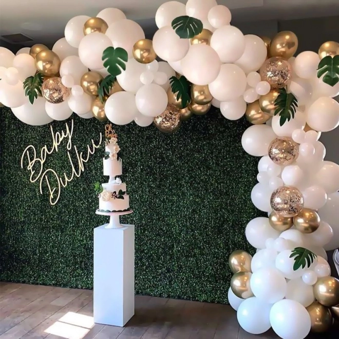 Gouden en witte ballon slinger - 90 stuks