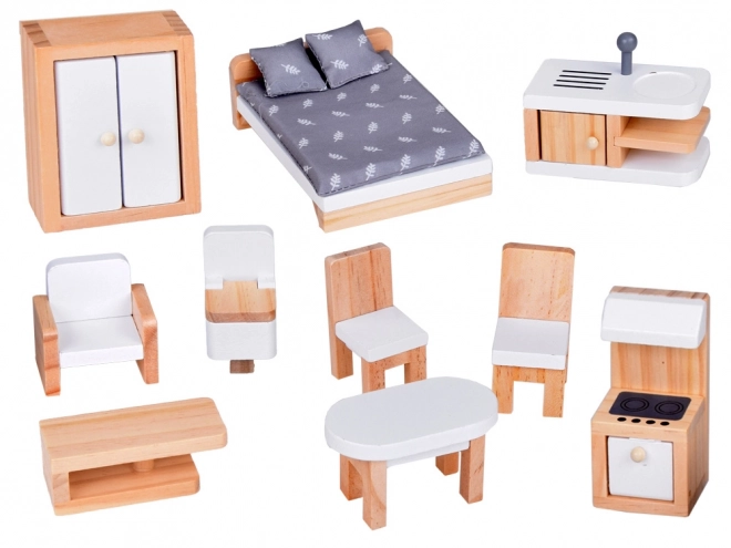 Betoverend huisje met meubels Stijlvolle houten villa voor poppen ZA5368