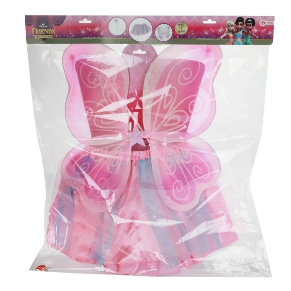 Roze carnaval kostuum fee met vleugels