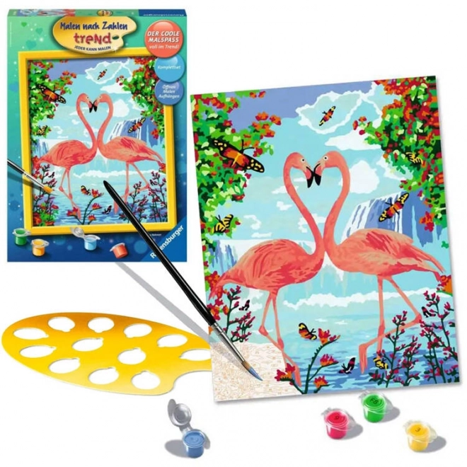 Schilderen op nummer - Verliefde flamingo's
