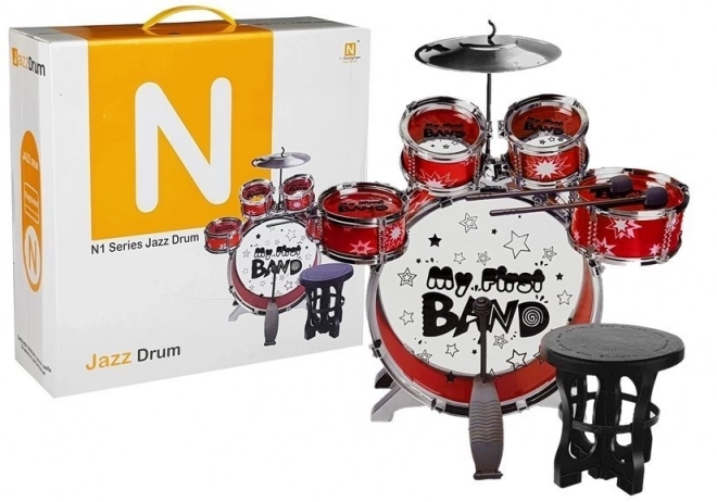 Percussie 5 drums met bekkens Stoel Rood